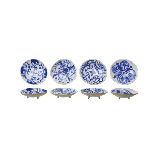Hand-Painted Stoneware Footed Dish