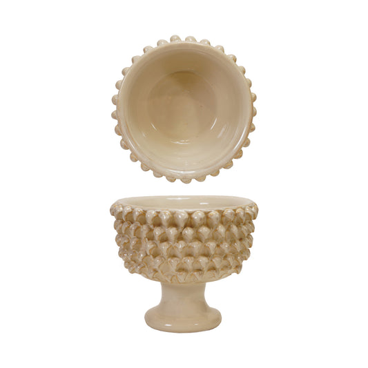 Terra-cotta 3D Formed Footed Planter, Cream Color (Holds 8" Pot)