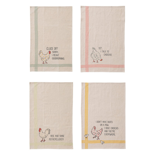 Printed Tea Towel w/ Chicken
