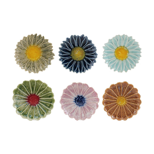 Stoneware Flower Shaped Plate, 6 Colors (Each One Will Vary)