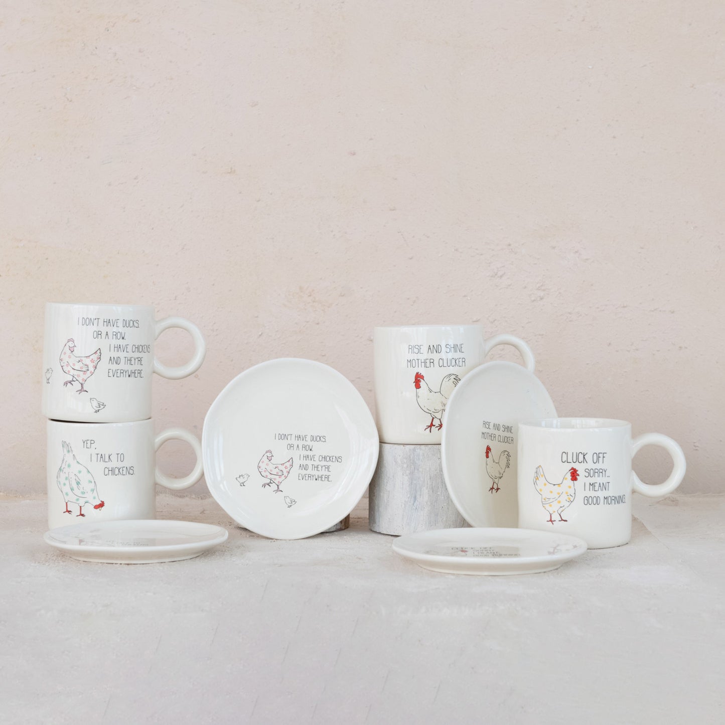 Stoneware Mug with Chicken