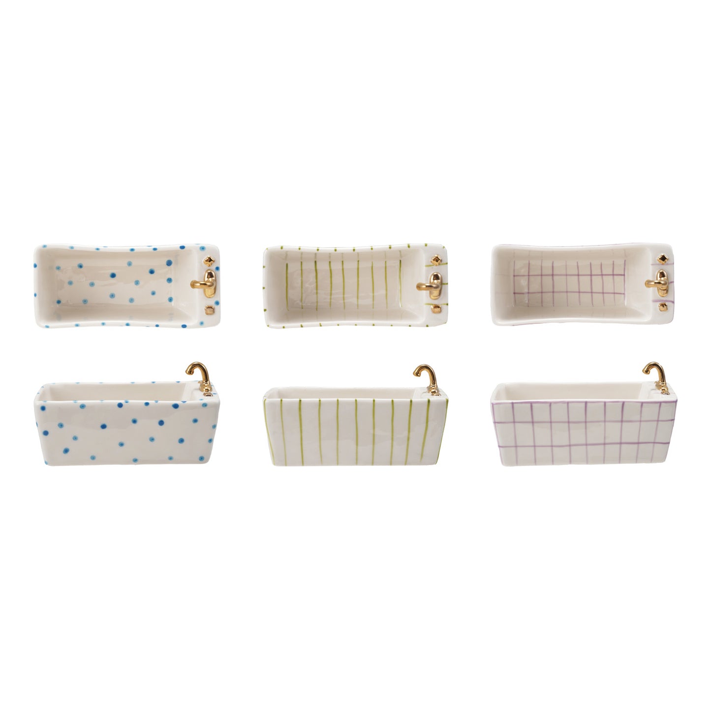 Hand-Painted Stoneware Bathtub Soap Dish