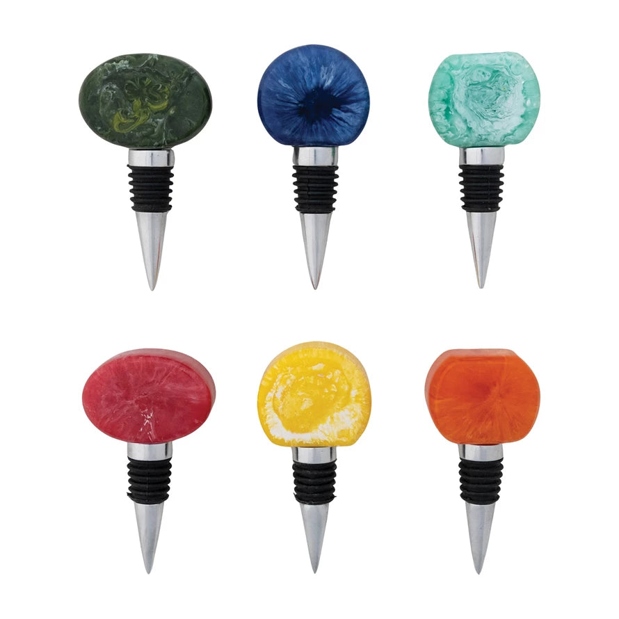 Aluminum & Marbled Bottle Stopper, 6 Styles