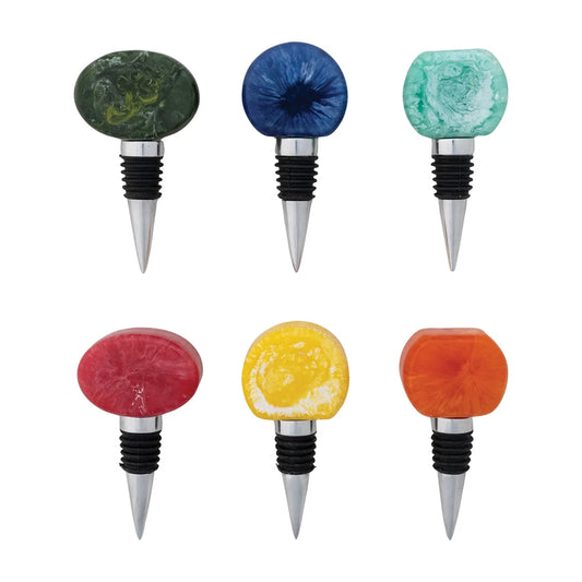Aluminum & Marbled Bottle Stopper, 6 Styles