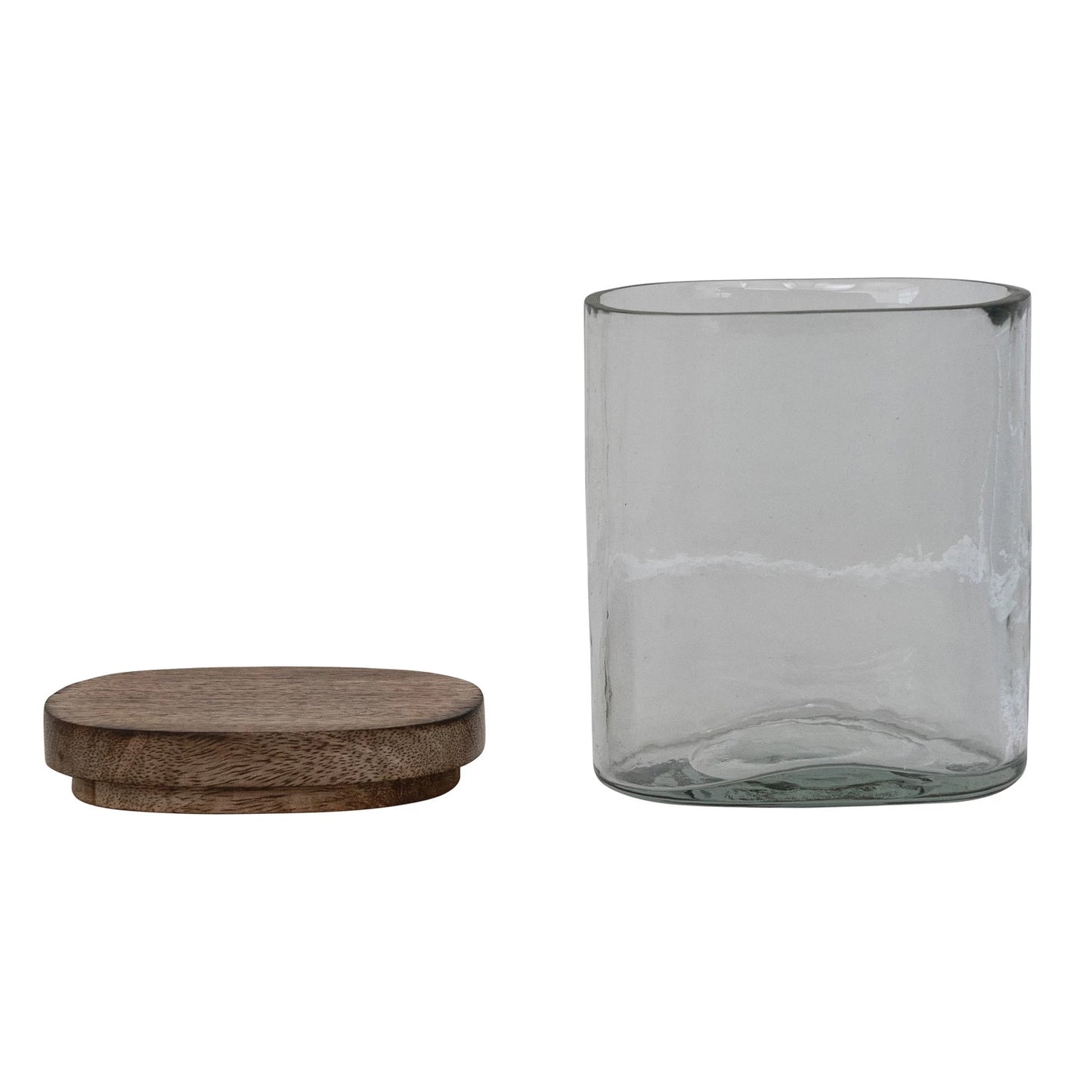 14 oz. Hand-Blown Glass Jar with Mango Wood Lid, Natural