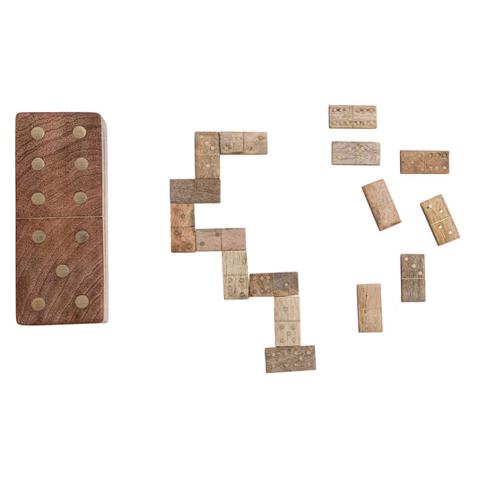 Handmade Mango Wood Dominoes Set