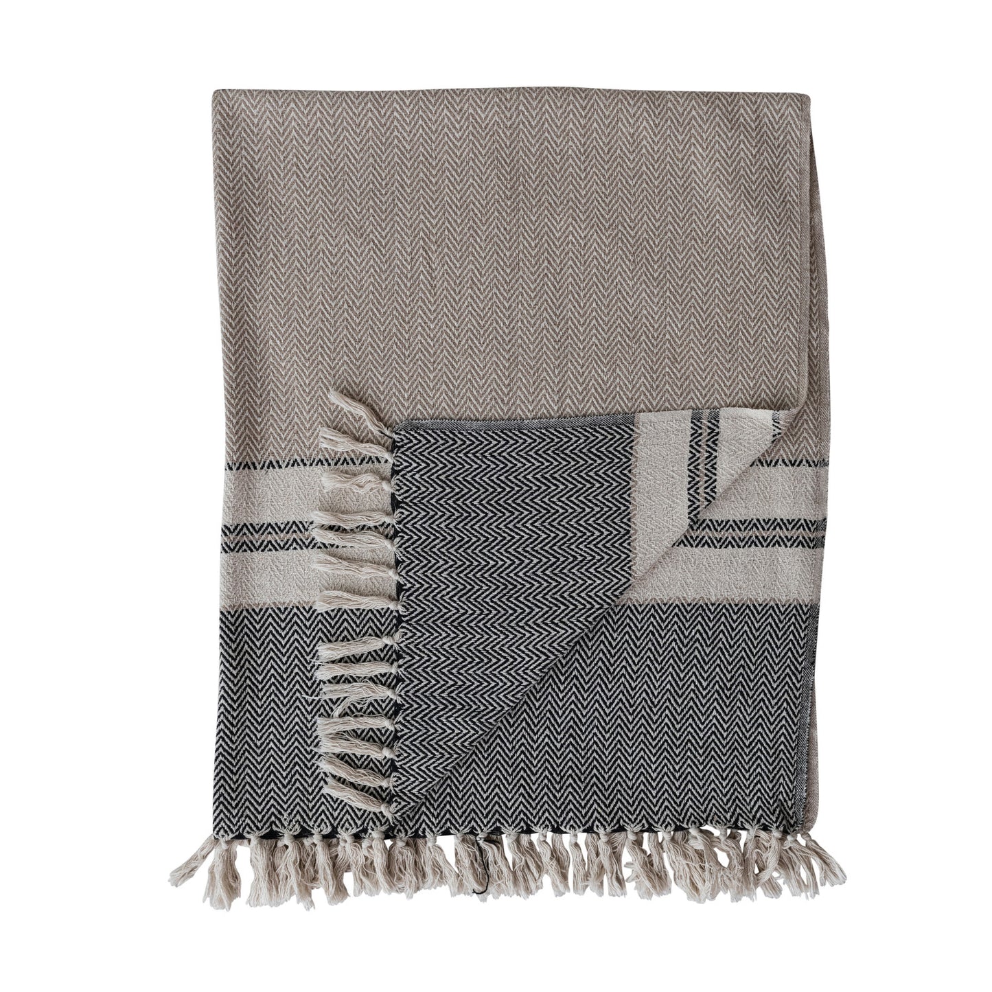 Woven Recycled Cotton Striped Throw