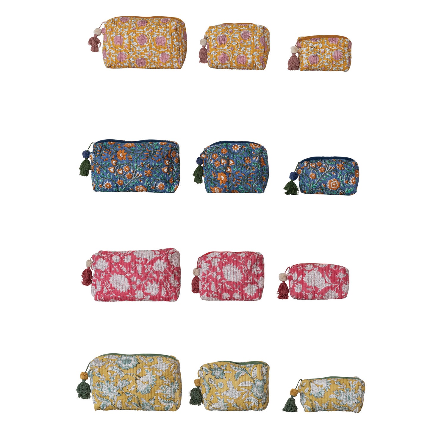 Quilted Zip Pouch, Set of 3