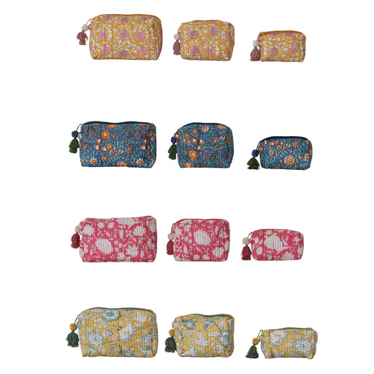 Quilted Zip Pouch, Set of 3