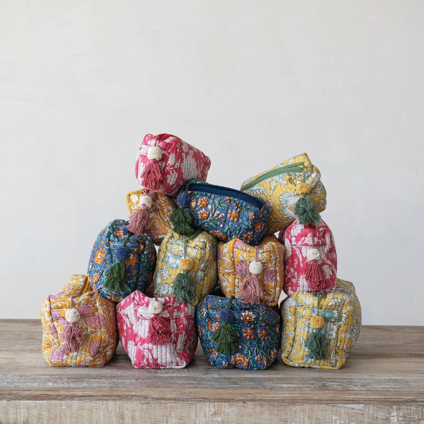 Quilted Zip Pouch, Set of 3