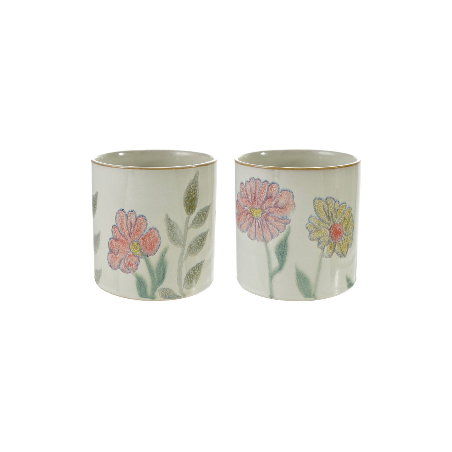 Hand-Painted Stoneware Planter