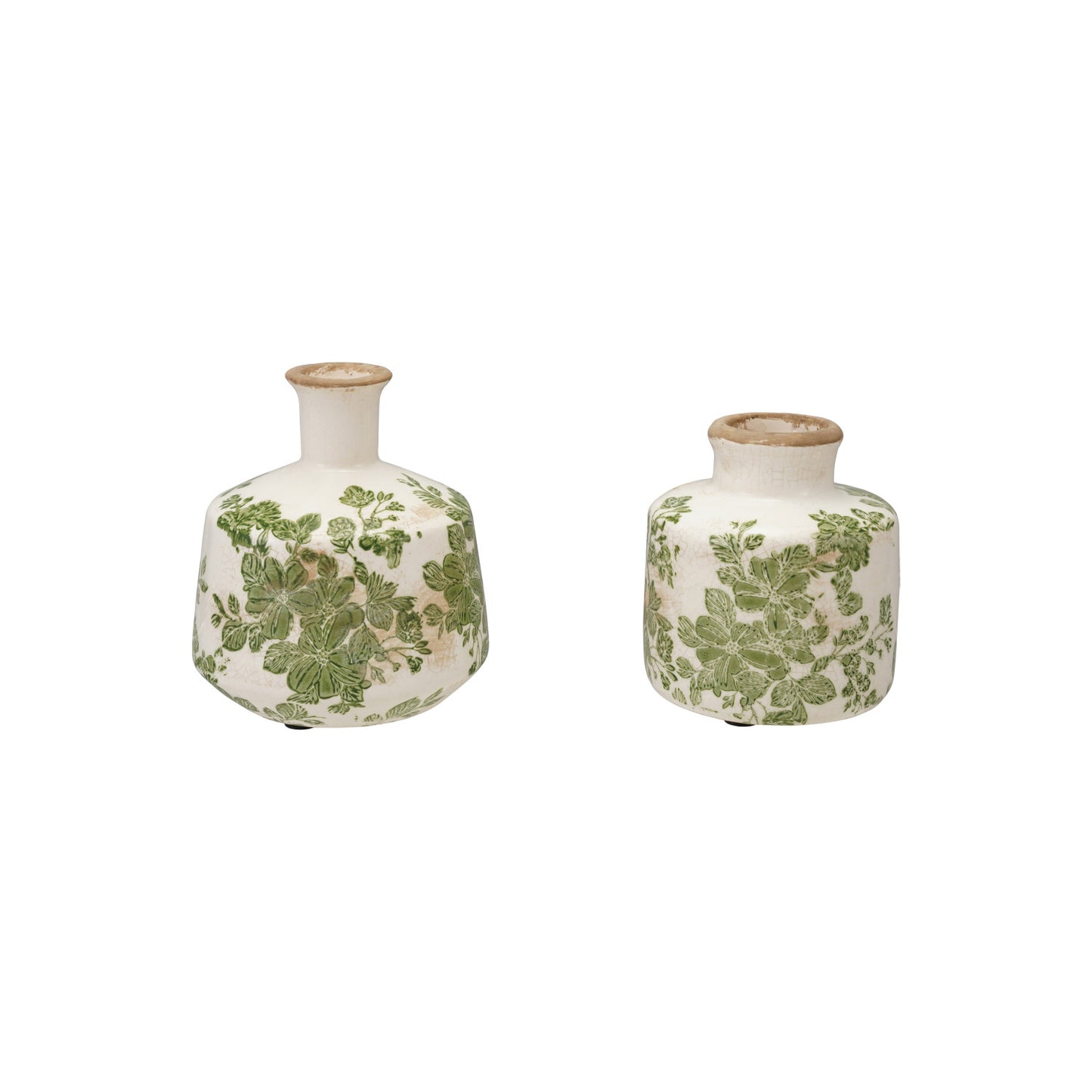 Stoneware Vase with Botanicals, 2 Styles