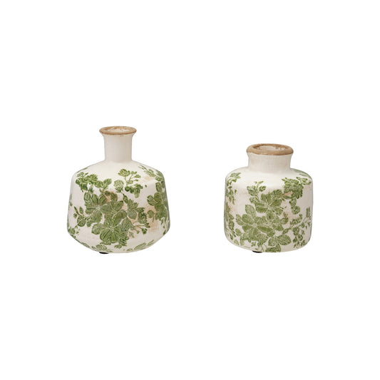 Stoneware Vase with Botanicals, 2 Styles