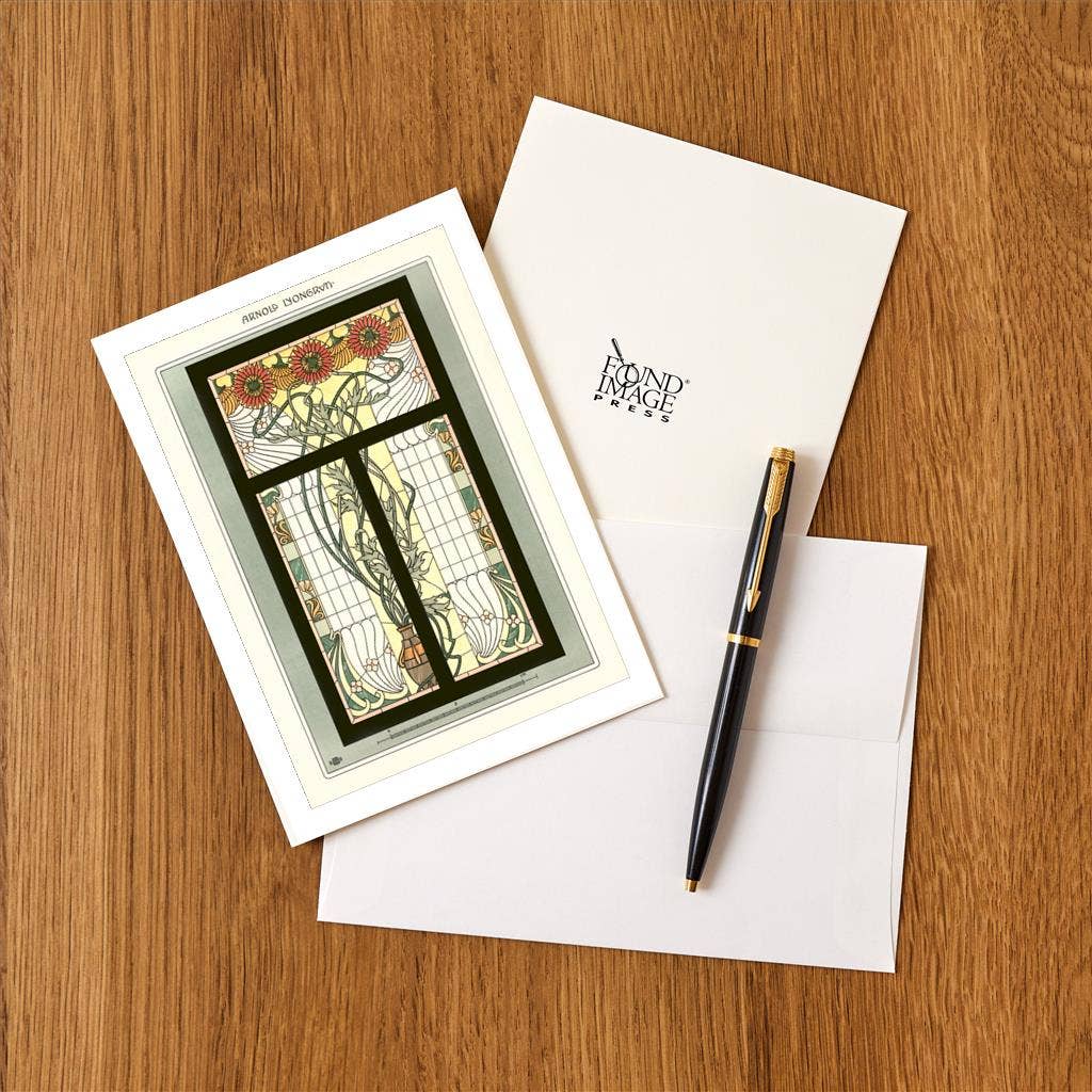 Greeting Card Art Nouveau Stained Glass