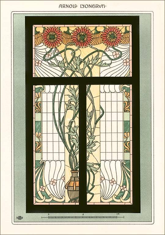 Greeting Card Art Nouveau Stained Glass