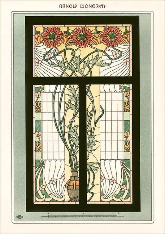 Greeting Card Art Nouveau Stained Glass