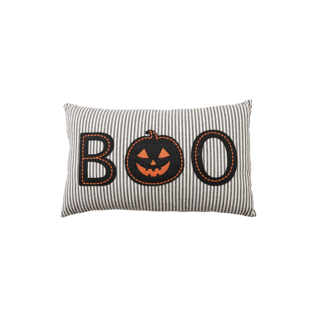 Striped Lumbar Pillow with Jack-O-Lantern