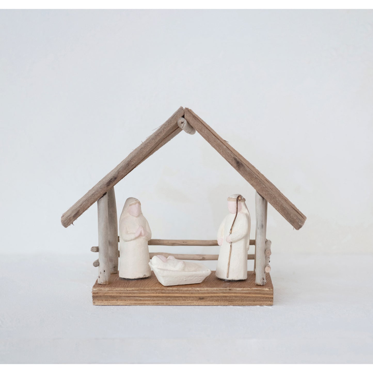 Handmade Driftwood and Paper Mache Nativity