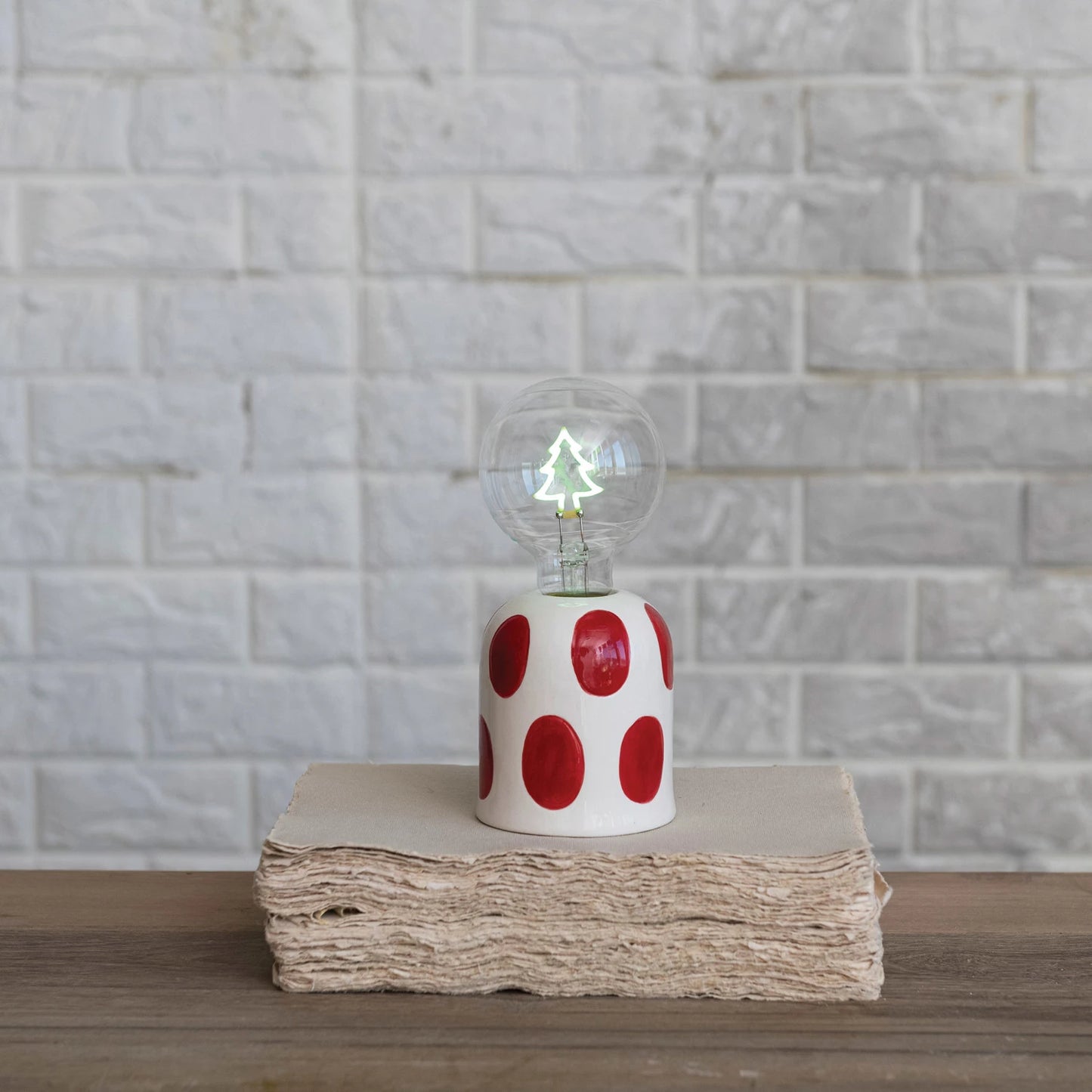 Stoneware Lamp w/ LED Tree