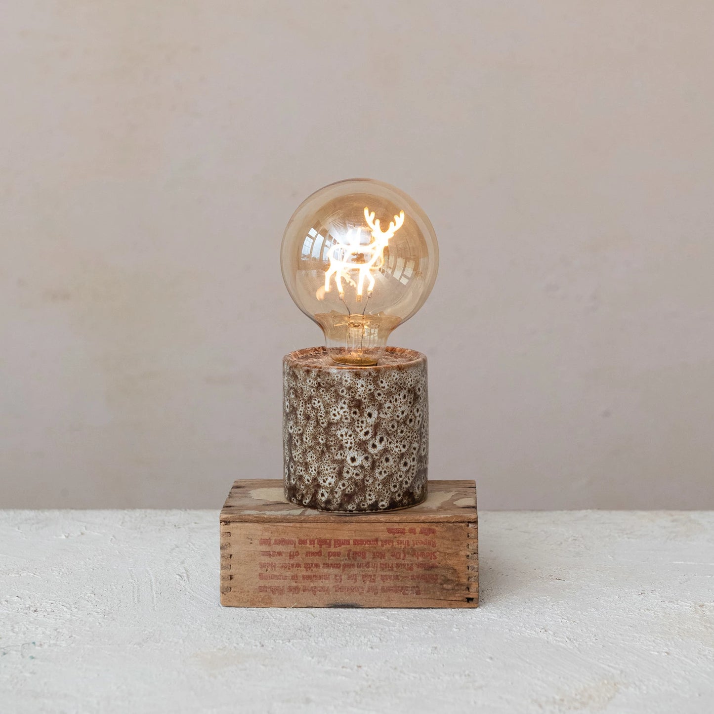 Stoneware Lamp w/ LED Deer