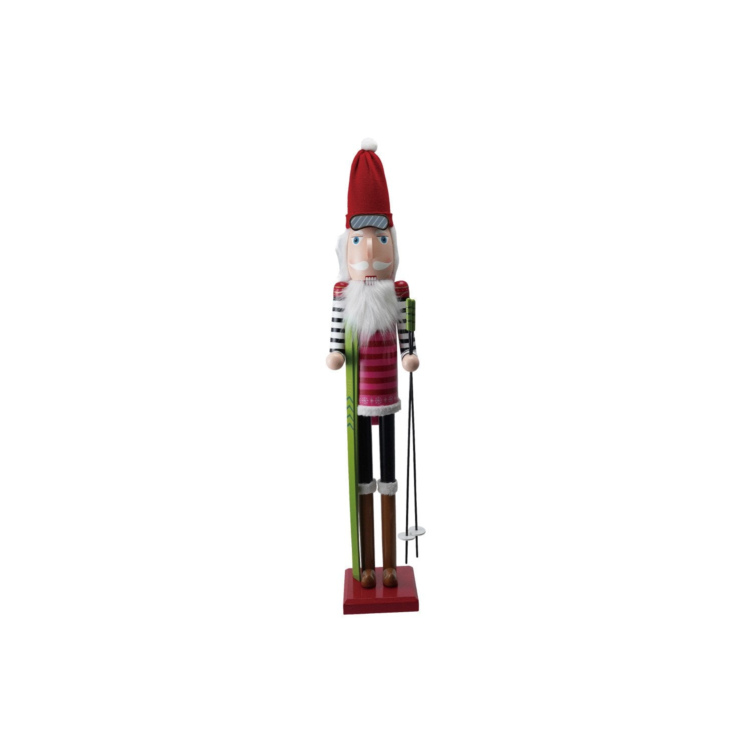 10-1/2"L x 7-3/4"W x 48"H Wood Nutcracker with Skis & Poles ©