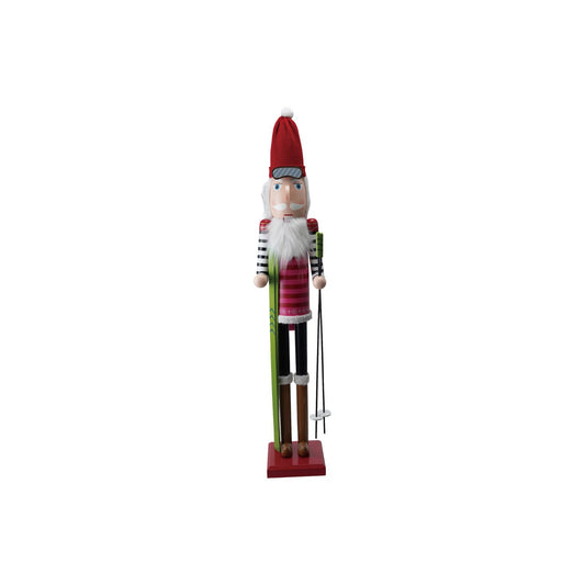 10-1/2"L x 7-3/4"W x 48"H Wood Nutcracker with Skis & Poles ©
