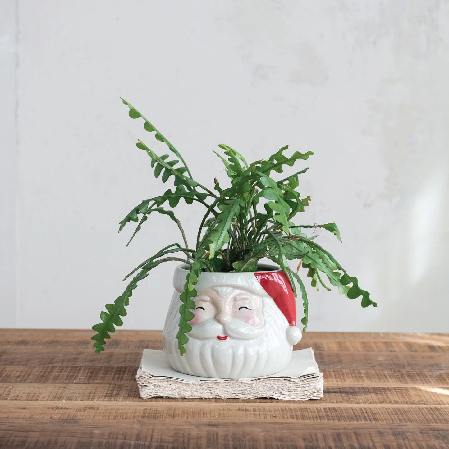 Stoneware Santa Planter