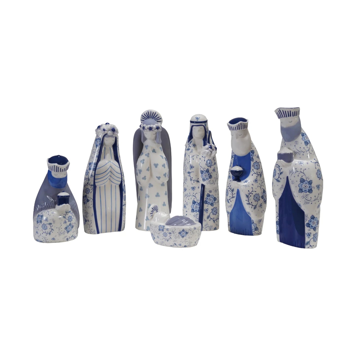 Ceramic Nativity with Floral Pattern
