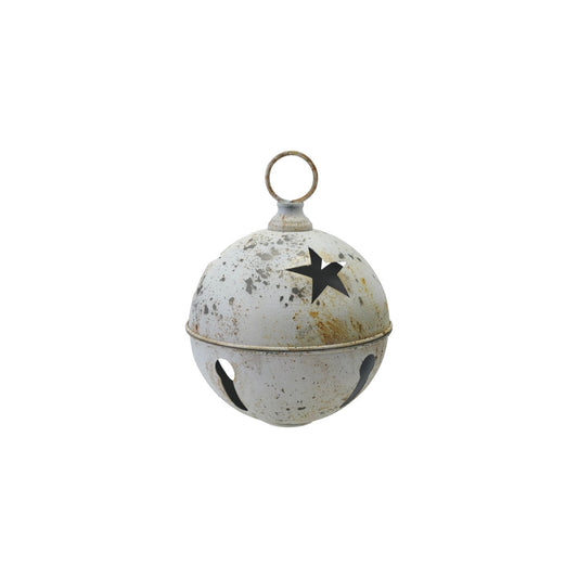 Metal Bell Ornament with Star Cut-Outs, Distressed Finish, KD