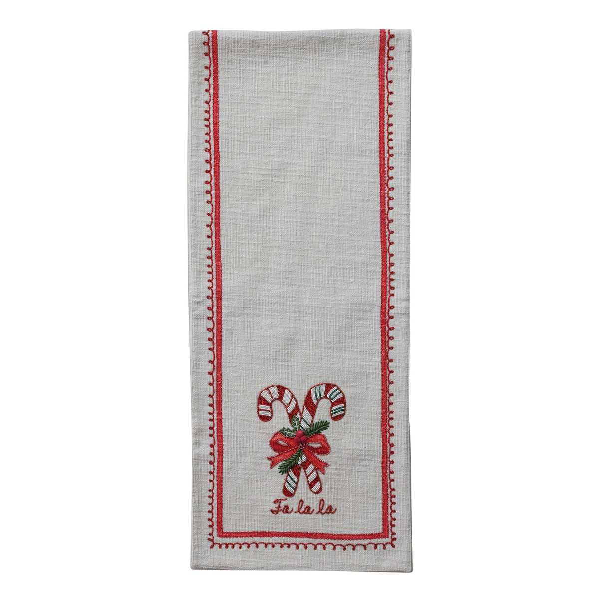 Table Runner with Embroidered Candy Canes