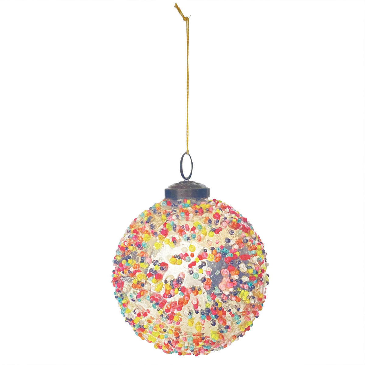 Glass Ball Ornament with Confetti Beads