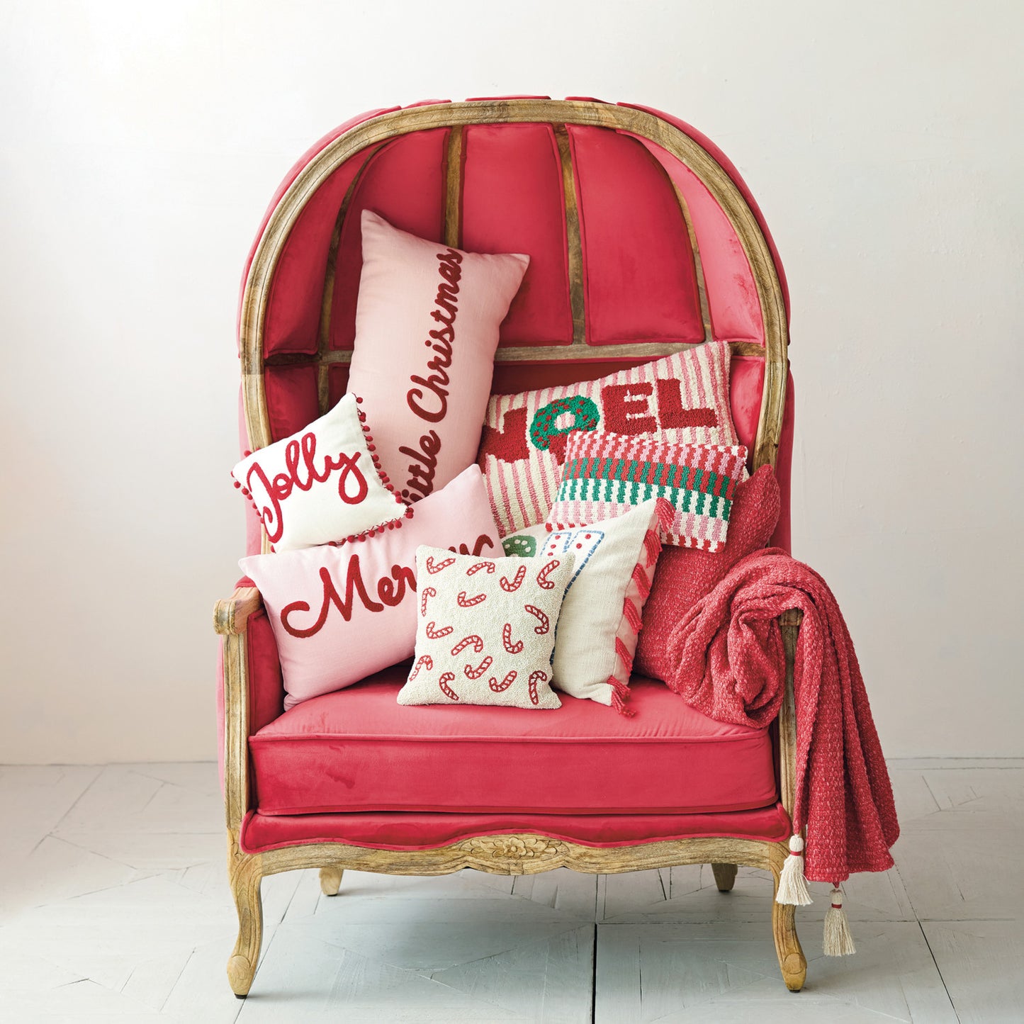 Lumbar Pillow with Tufted "Merry little Christmas"