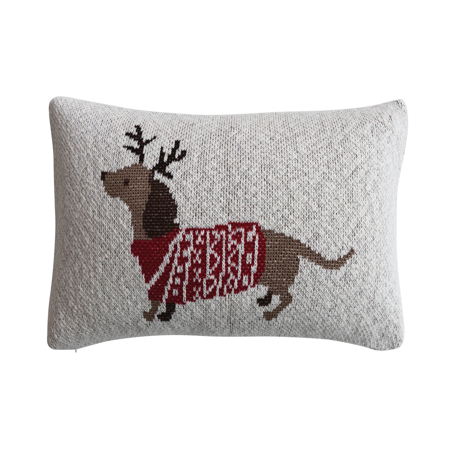 Cotton Knit Lumbar Pillow with Daschund