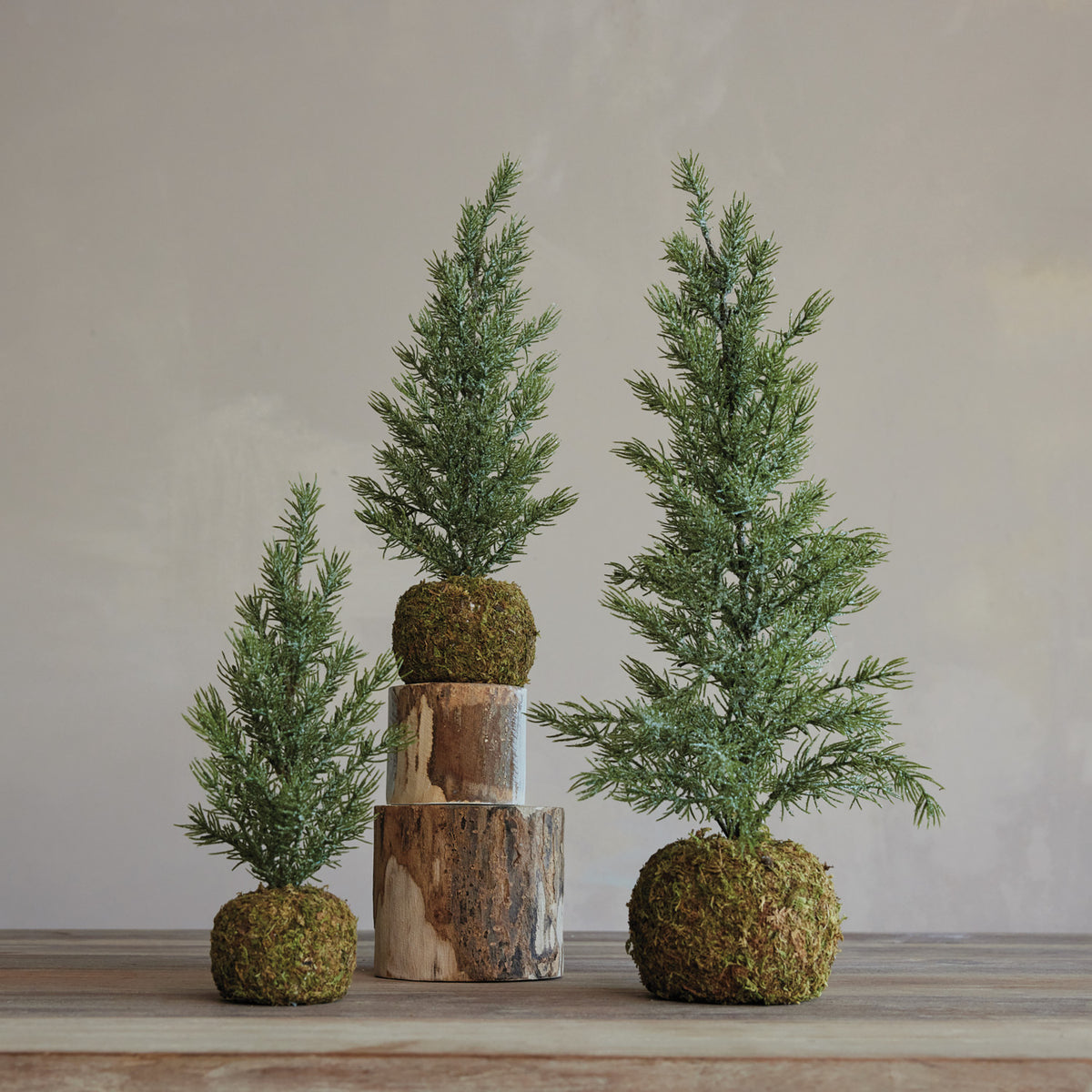 Faux Fir Tree with Moss Ball Base