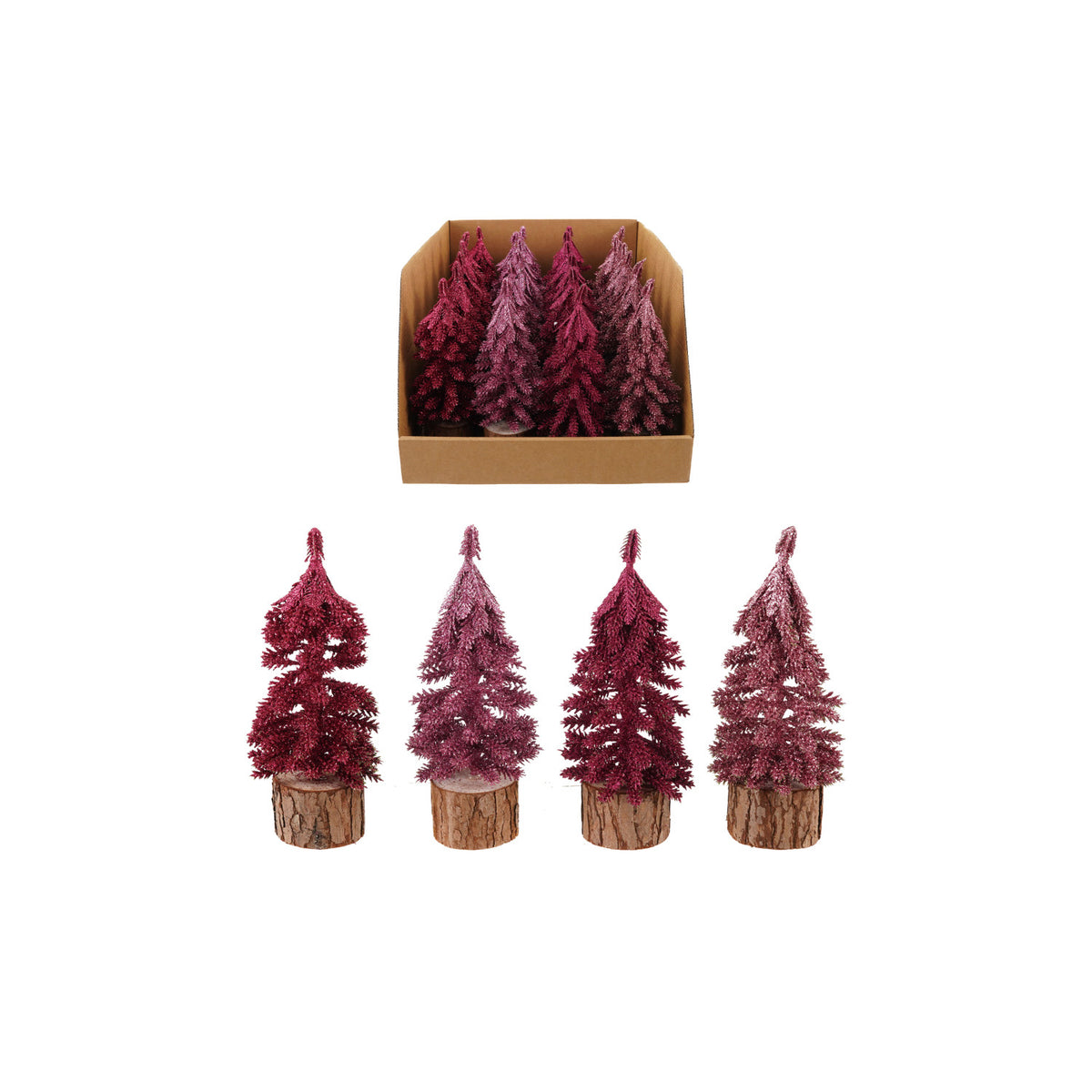 Pink Plastic Trees with Glitter