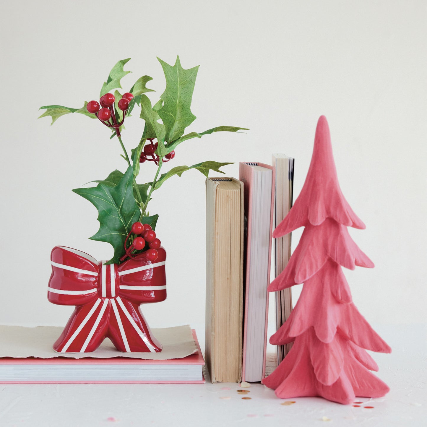 Ceramic Striped Bow Shaped Vase