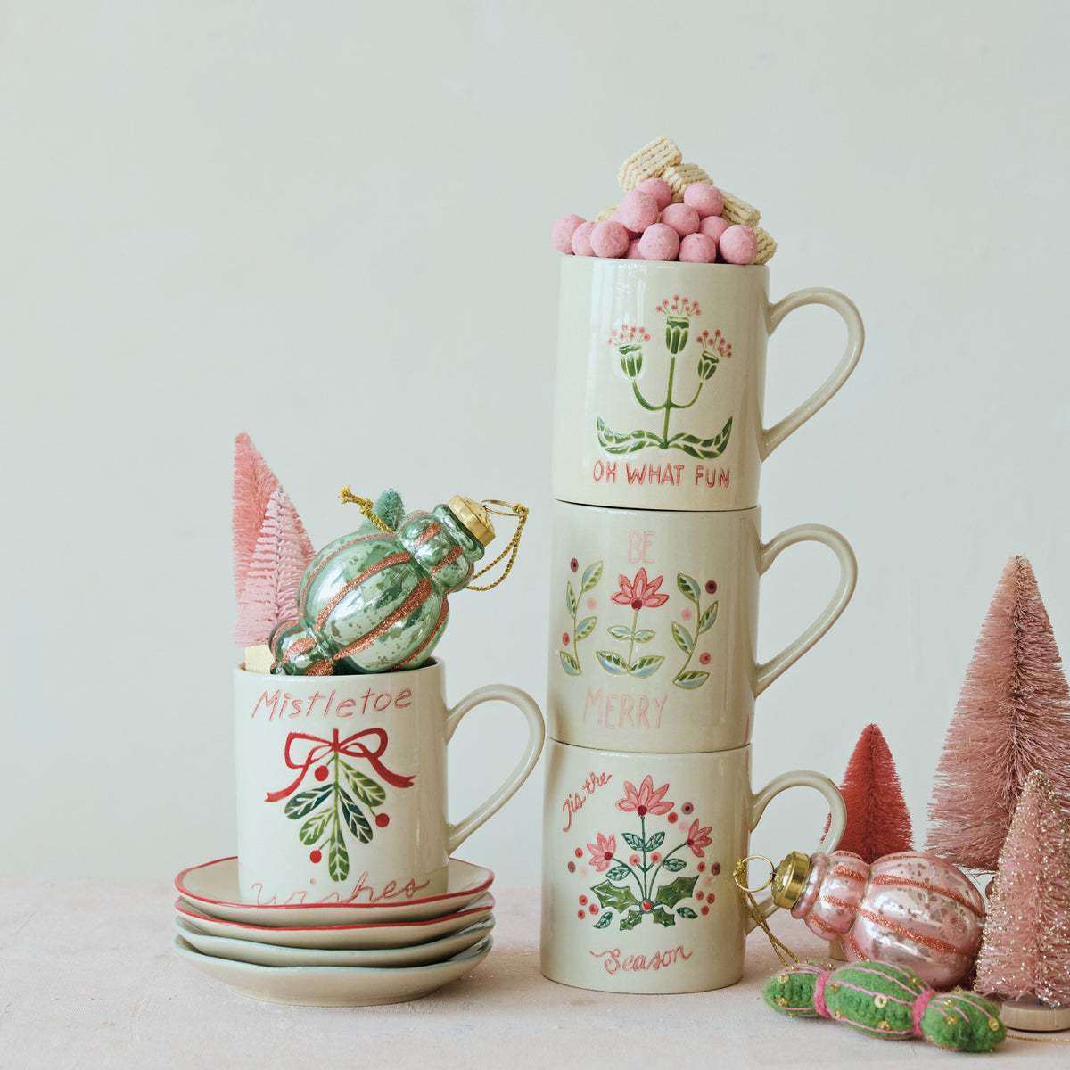 Hand-Painted Stoneware Christmas Mug