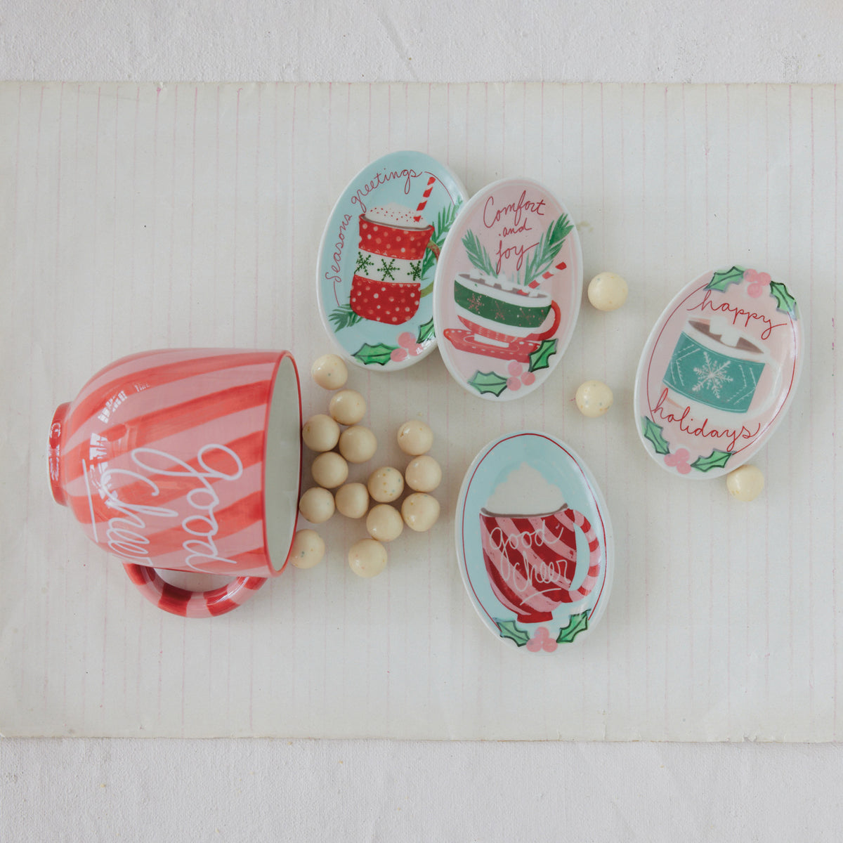 Hand-Painted Stoneware Christmas Dish