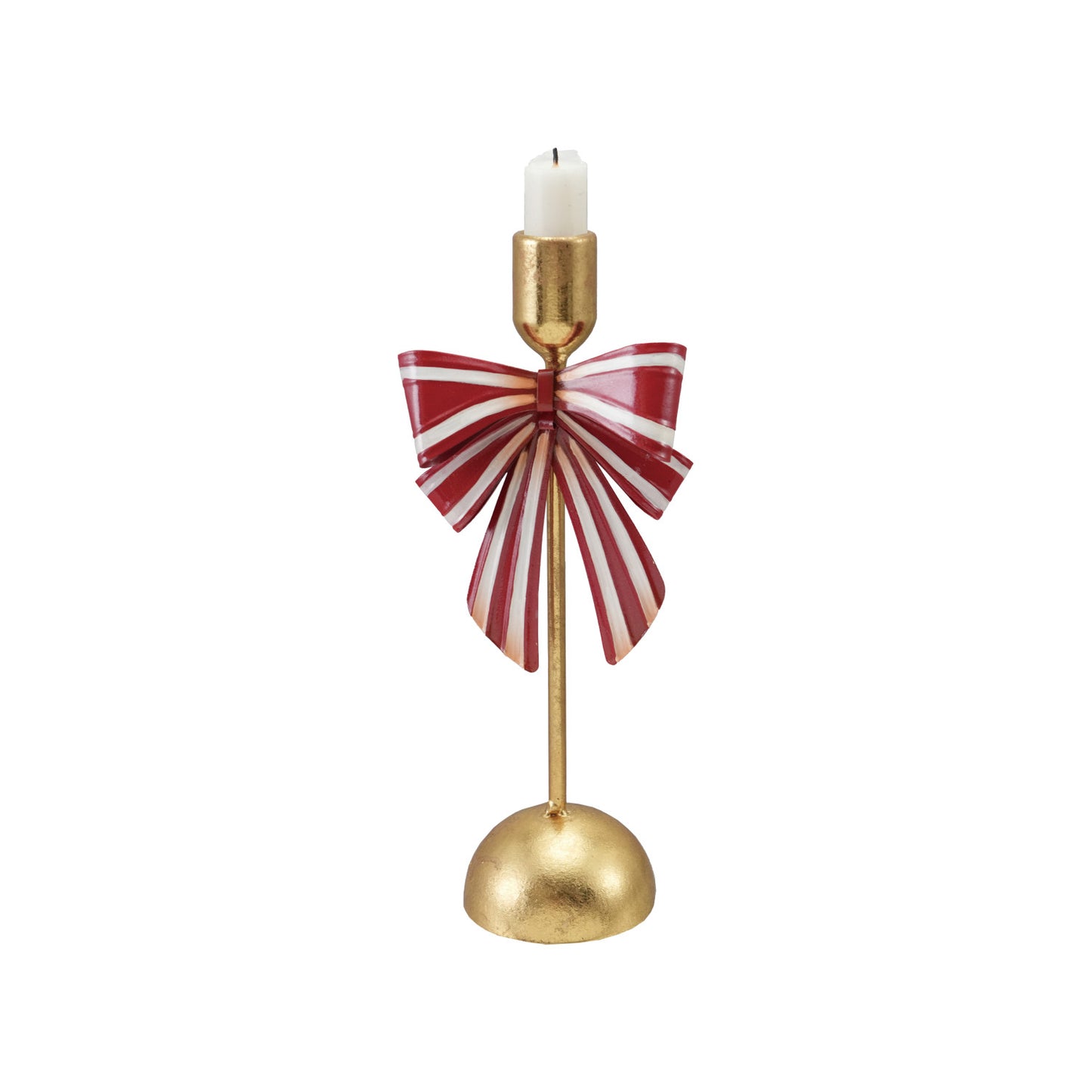 Taper Candle Holder with Striped Bow