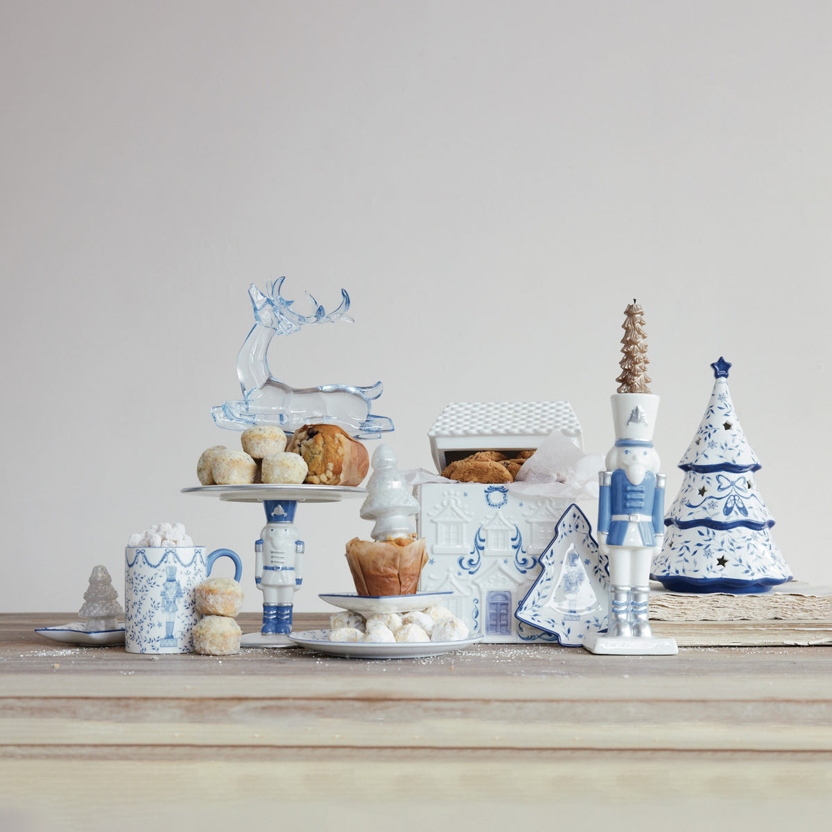 Stoneware Blue and White Plate with Tree