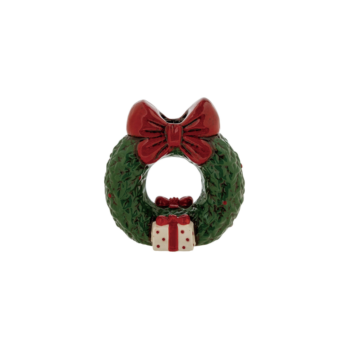 Hand-Painted Ceramic Wreath Candle Holder