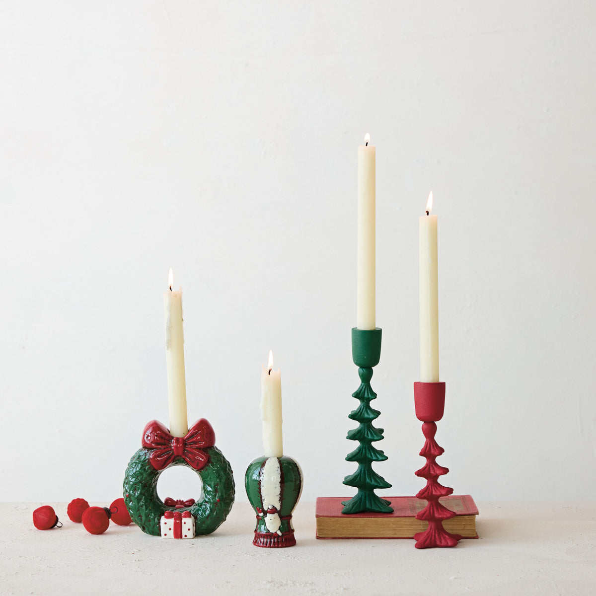 Hand-Painted Ceramic Wreath Candle Holder