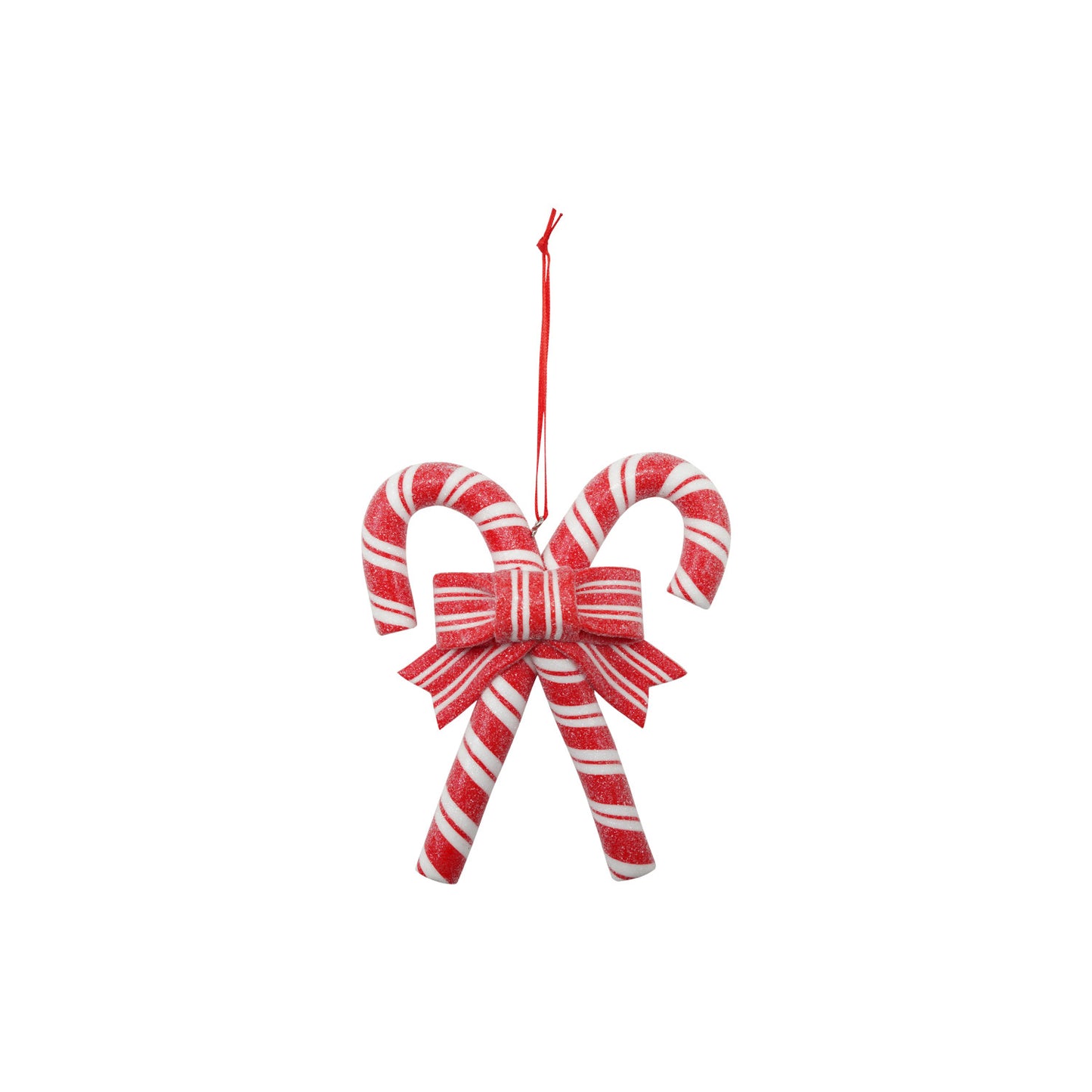 Striped Candy Canes with Bow Ornament