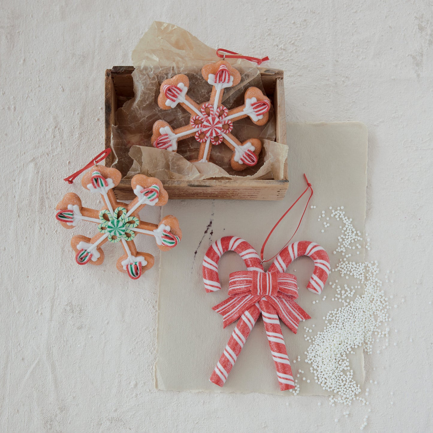 Striped Candy Canes with Bow Ornament