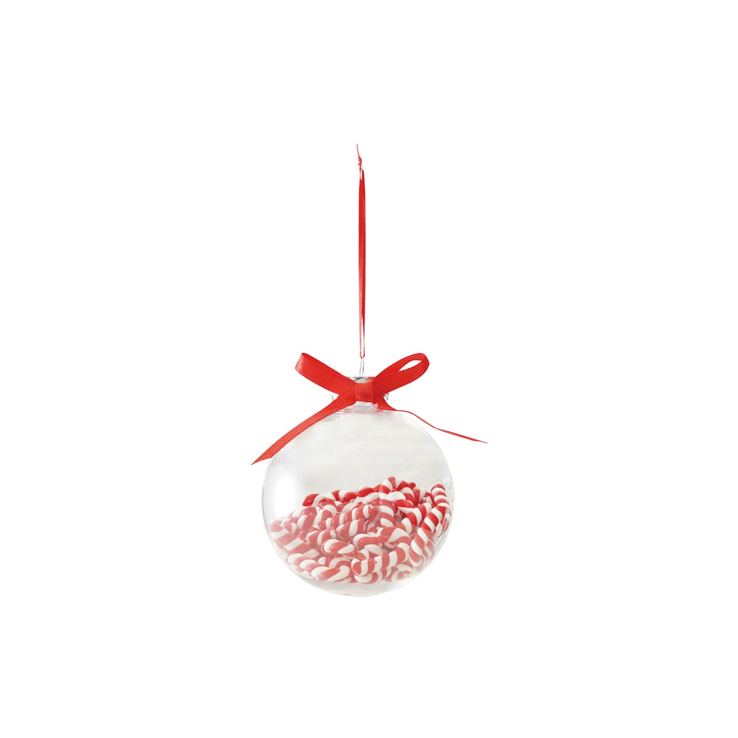 Glass Ball Ornament with Clay Candy Canes Inside