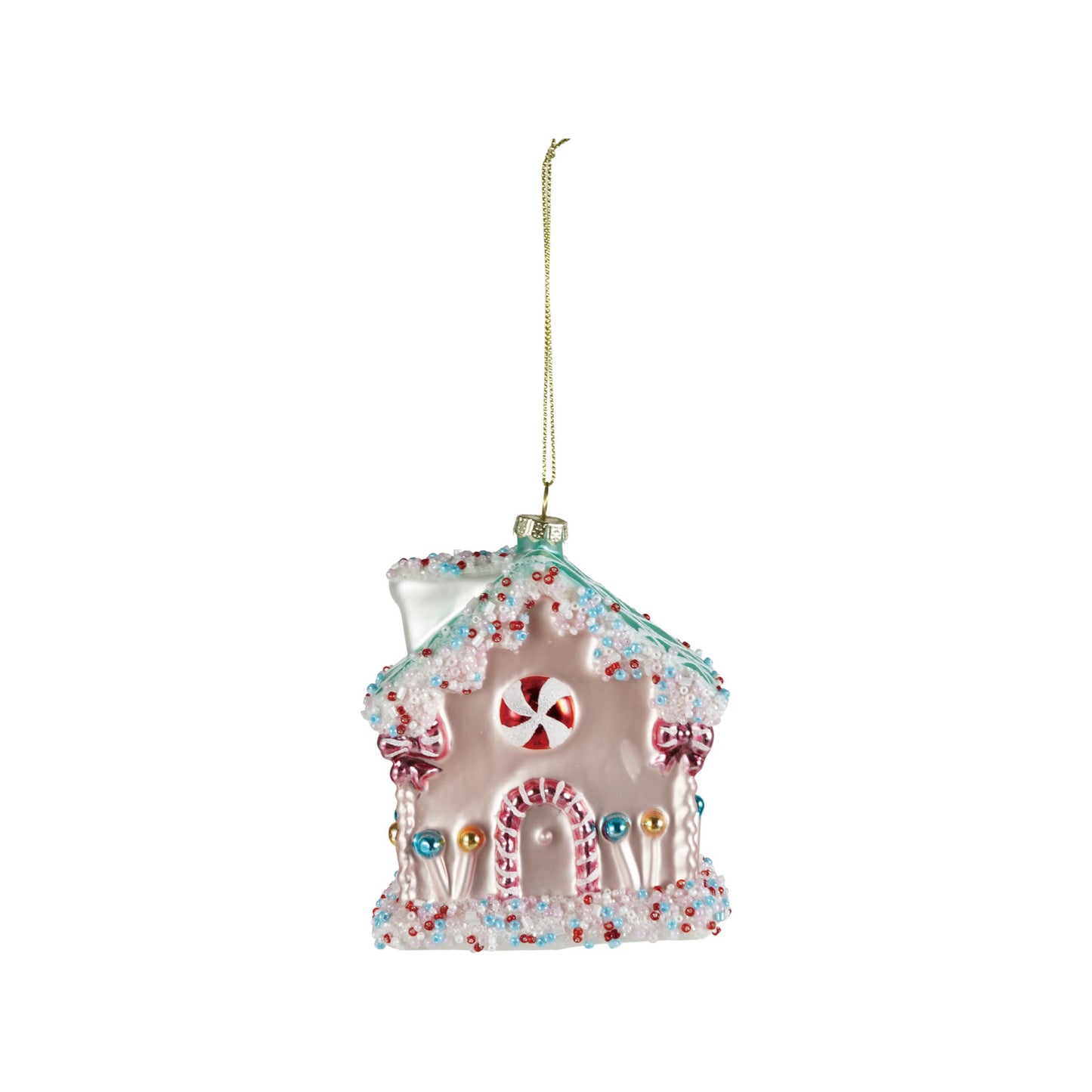 Hand-Painted Glass Candy House Ornament