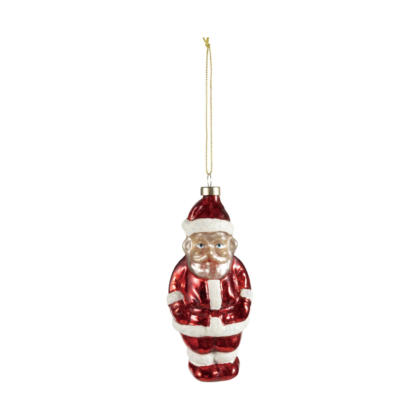 Hand-Painted Mercury Glass Vintage Reproduction Santa Ornament
