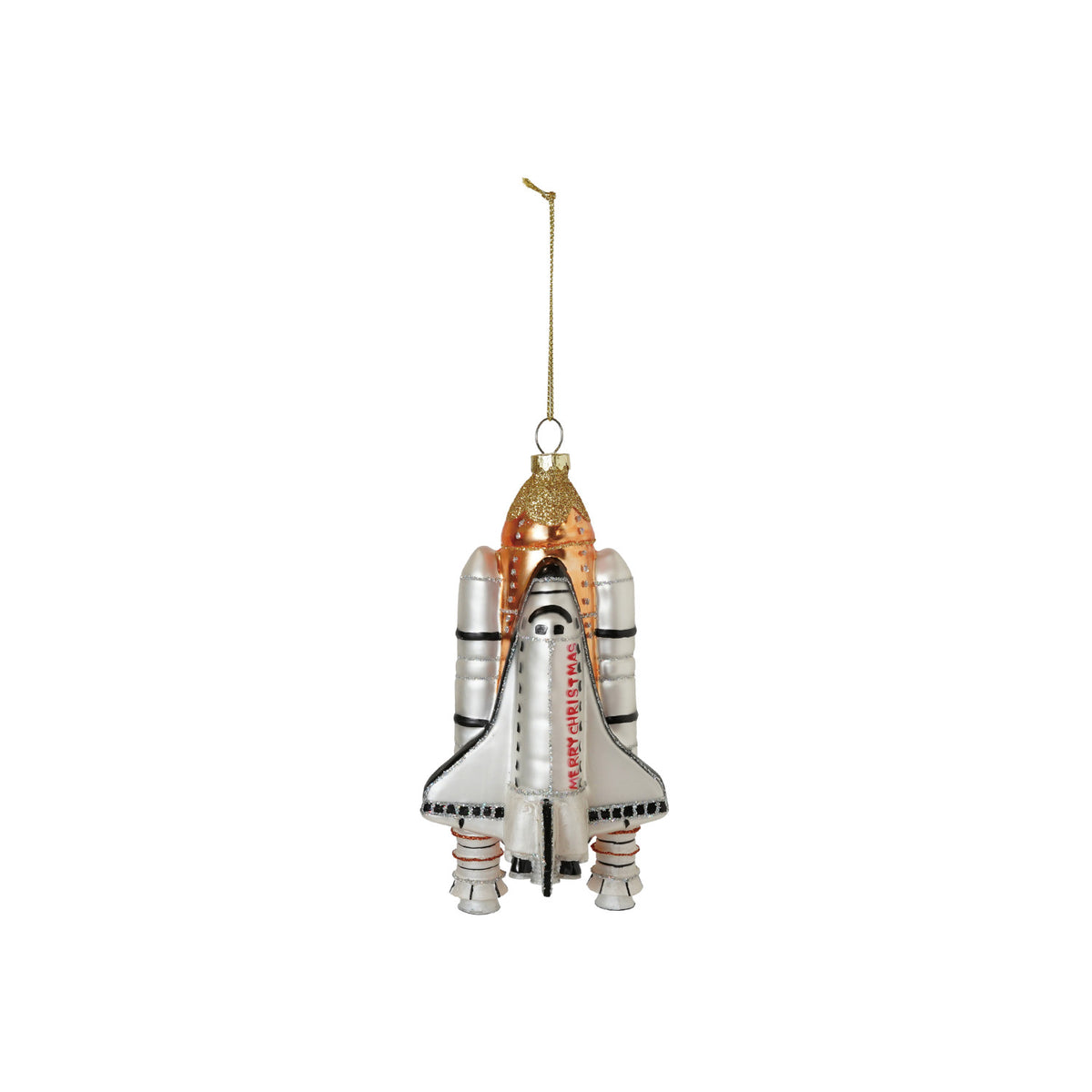 Hand-Painted Glass Space Shuttle Christmas Ornament
