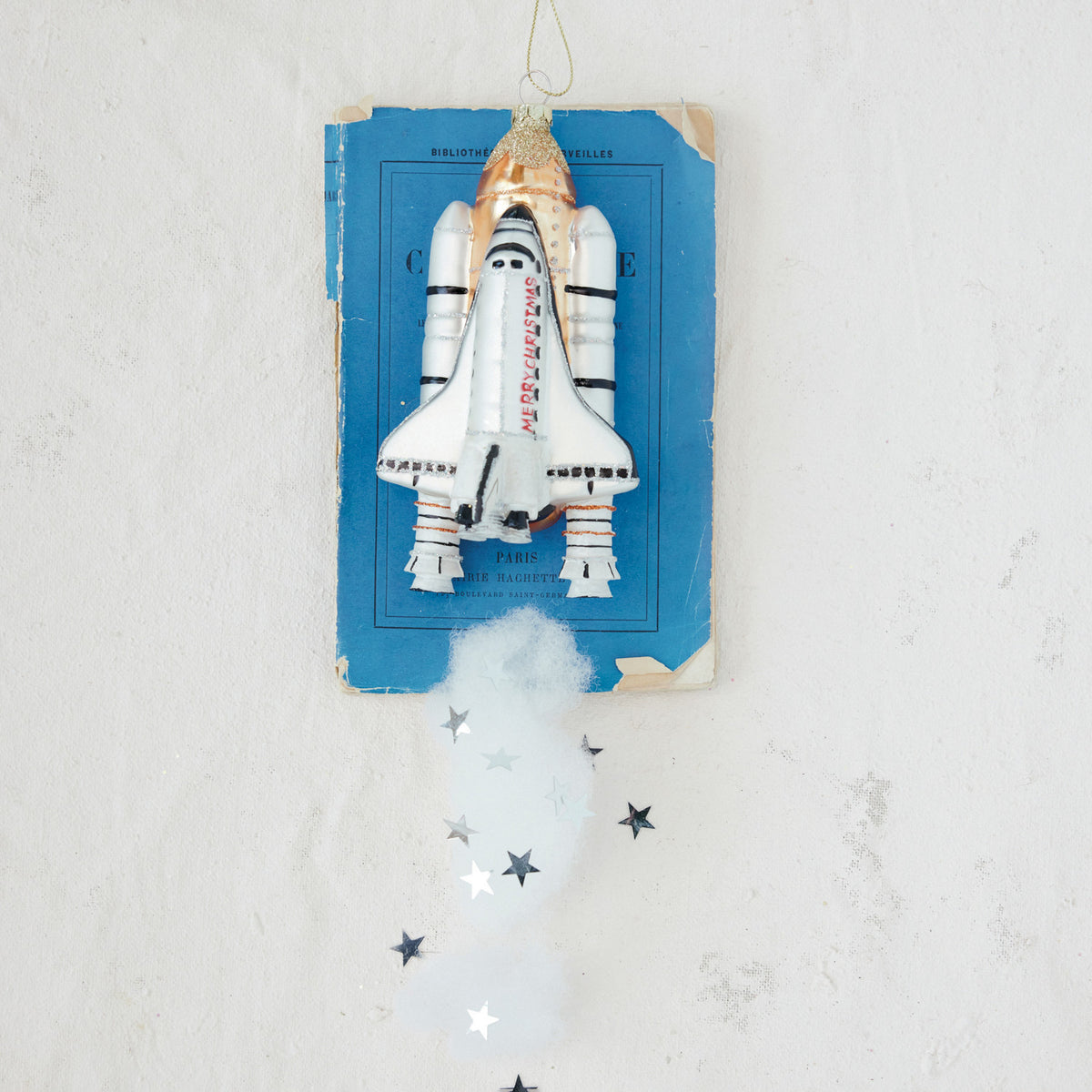 Hand-Painted Glass Space Shuttle Christmas Ornament