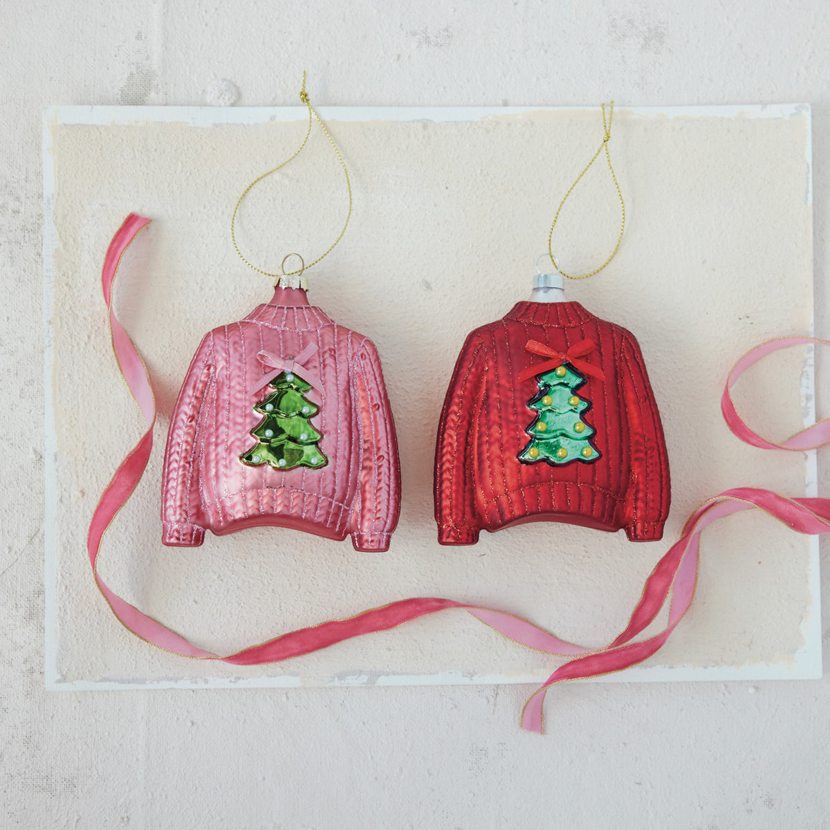 Hand-Painted Glass Sweater Ornament